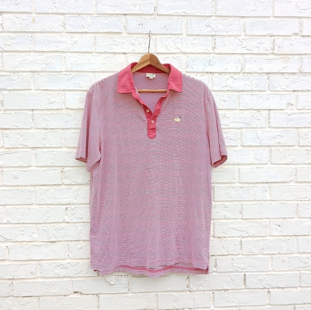Masters Men's Pink Striped Golf Polo Shirt